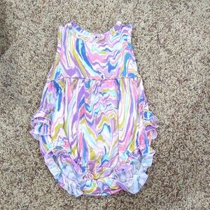 Little Sleepies Pink Marble Swirl Bubble Romper 6-12M
